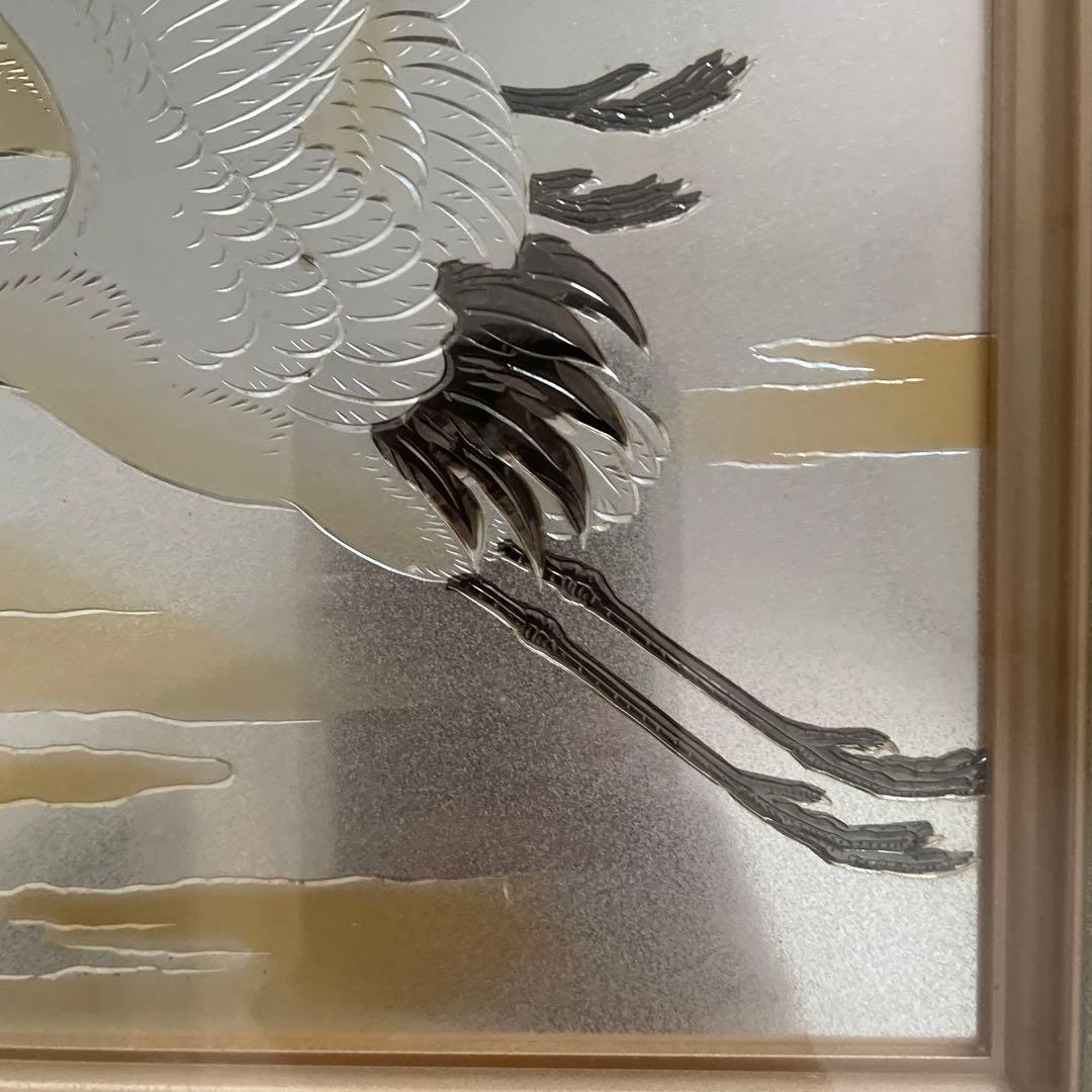 鶴　絵画 銅版彫刻　日本画　縁起物　純金　純銀　鍍金　ツル