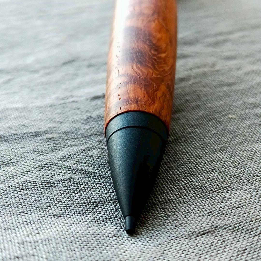 本花梨　鬼縮杢　ハンドメイド　木軸シャープペン　0.5mm　天然木　ブラック