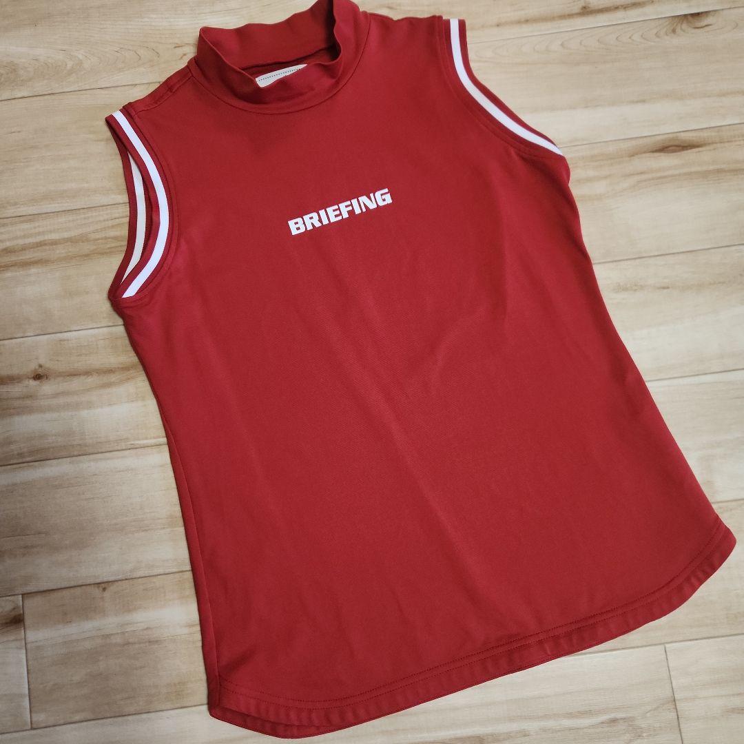 美品✦BRIEFING ✦ノースリーブモックネックシャツ ✦レッド✦M