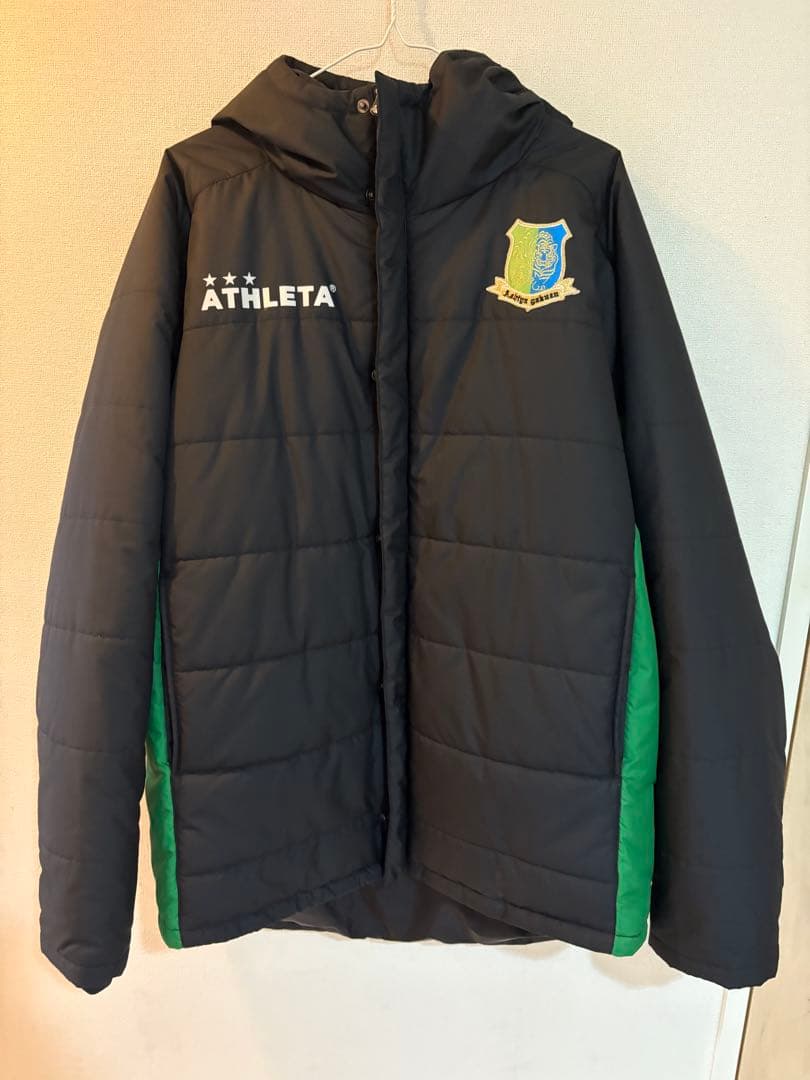 芦屋学園ATHLETA ベンチコート 黒/緑 フード付き