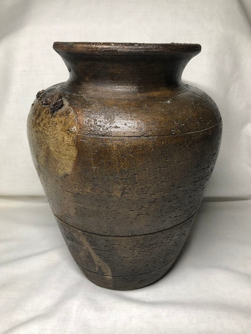 窯变大壺。花器。華道具。手造。戰前。名作家「北大路魯山人」。茶室美術。舊家藏出