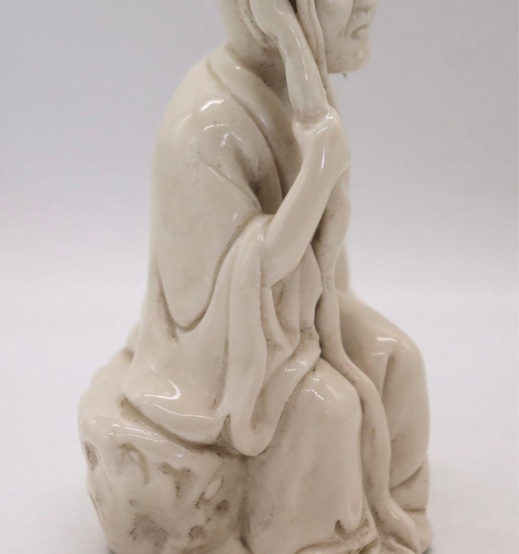 中国　徳化窯白磁達磨　清時代　木箱入　送料込み0730