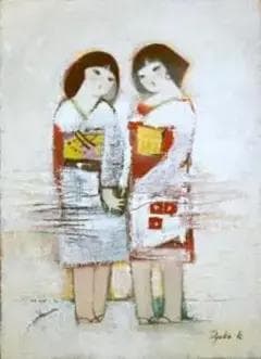 油絵 菅家令子 絵 絵画 インテリア F4-252023 女性 郷愁 雪国の子供