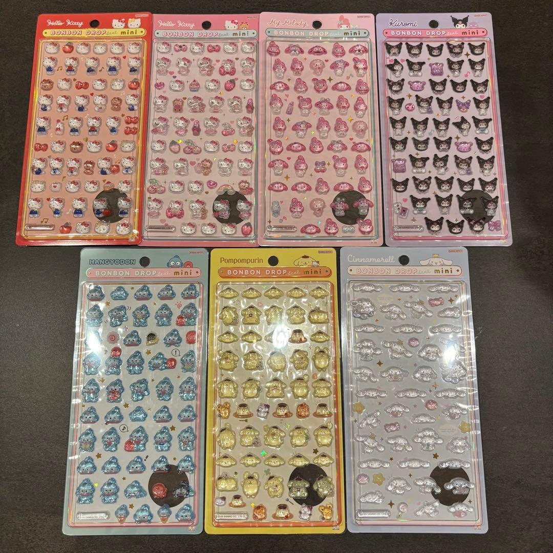 正規品　サンリオキャラクターズ ボンボンドロップシール mini 7枚セット