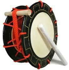 エイサー締め太鼓(大)　直径３０cm　取手棒、バチ付　新品未使用品