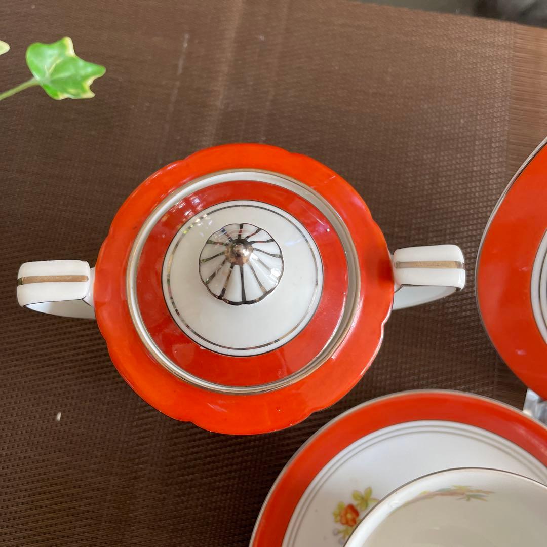 オールドノリタケ　ケーキ皿　カップ　クリーマー　シュガー4点セット