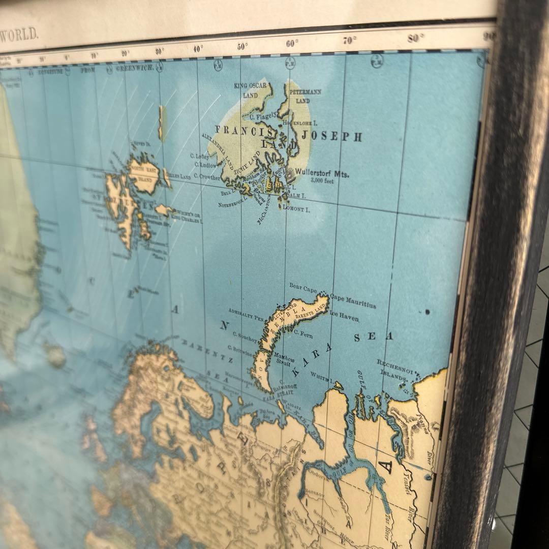 複数購入割引⭕️ アンティーク　地図　マップ　フレーム付き　ウォールアート　壁掛け