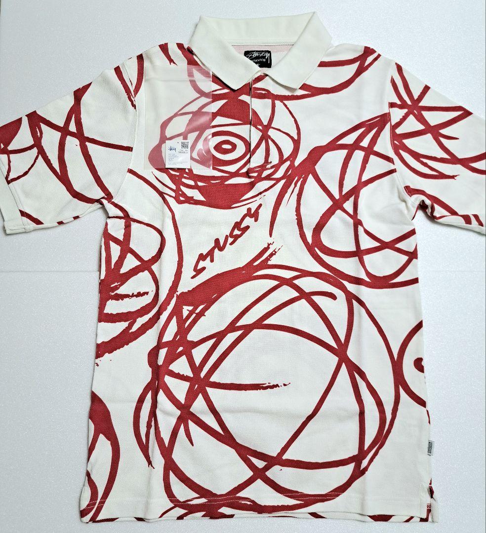 【ゴルフ・M】Stüssy × FL アトミックリング ポロシャツ 白×赤