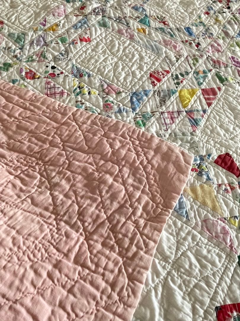 ヴィンテージキルトオーシャンウェーブ♡クリヴキルト.アンティークキルト·͜· ♡