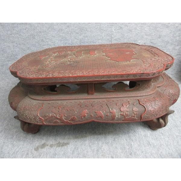 堆朱平卓唐人風景図 [B28180]