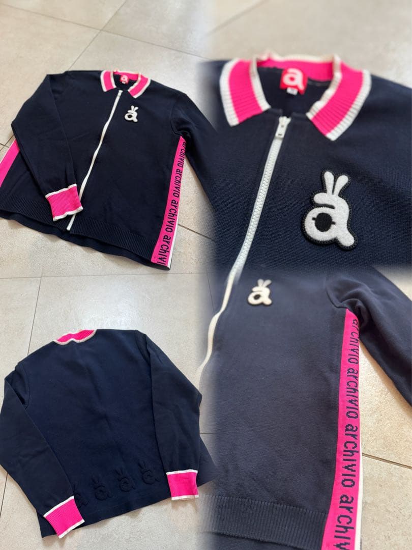 archivio アルチビオ 38ネイビー ジップアップ セーター レディース