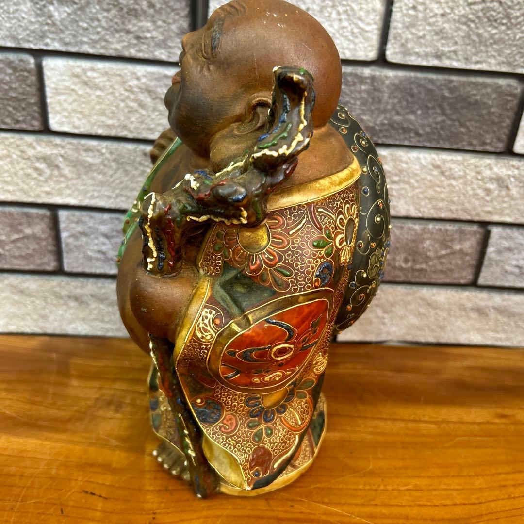 九谷焼 布袋尊 金彩 色絵 布袋像 陶器製 骨董品　七福神 仏像