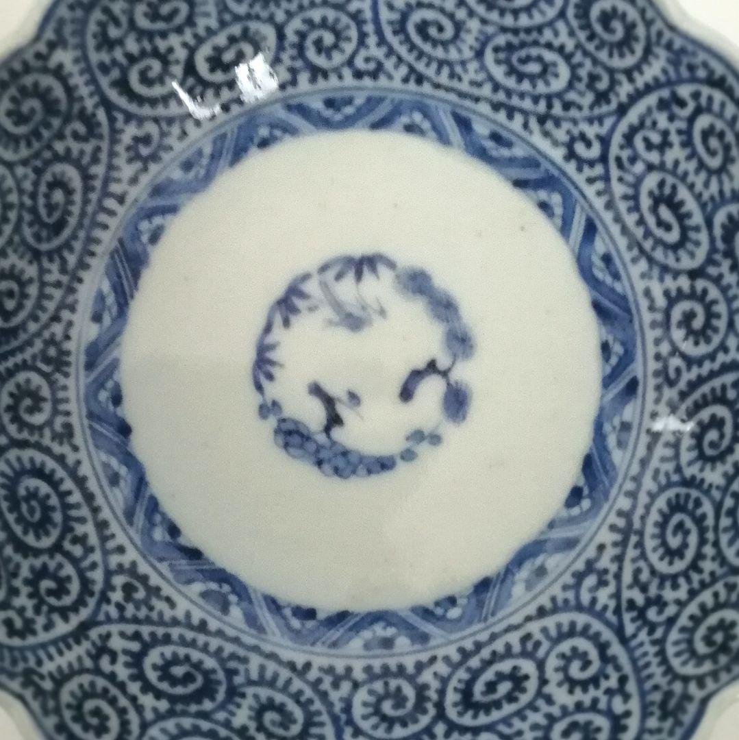 古伊万里　江戸中期　染付　蛸唐草　なます皿　２客