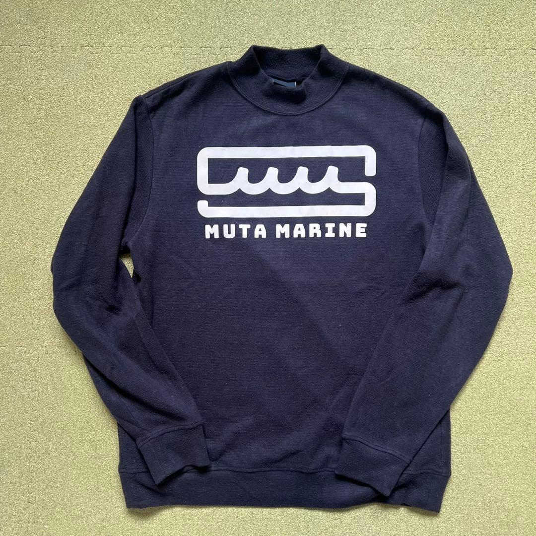 MUTA MARINE ムータマリン　モックネック　長袖　メンズ　ロゴ　ネイビー
