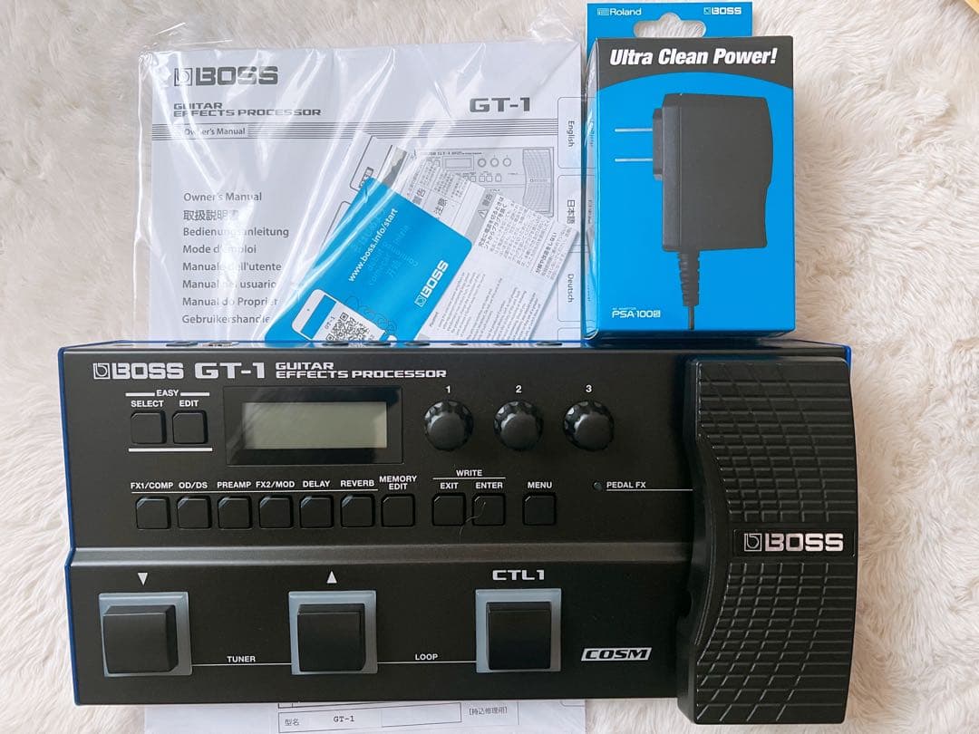 BOSS GT-1エフェクター、純正ACアダプター PSA-100 セット