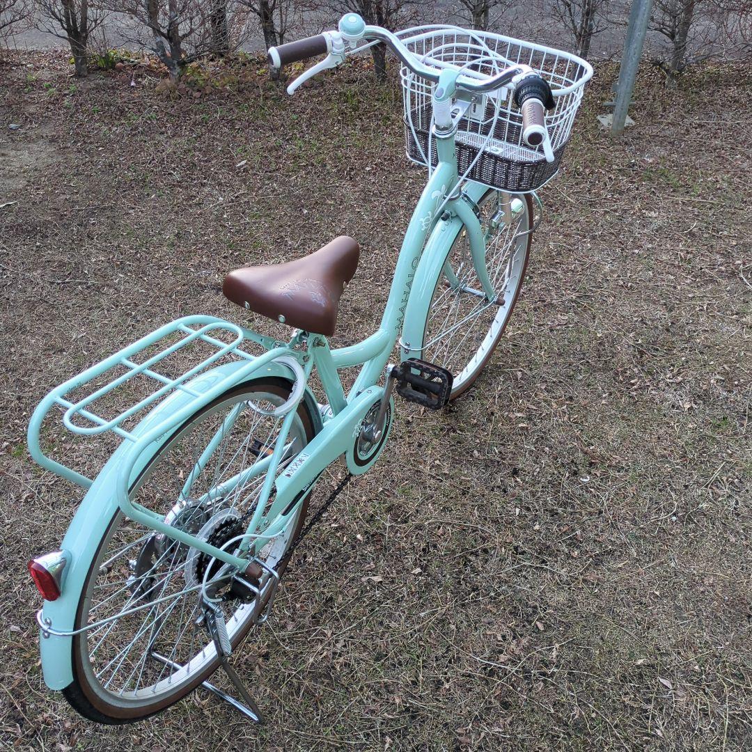 ミントグリーン 子供用自転車 前面バスケット付き