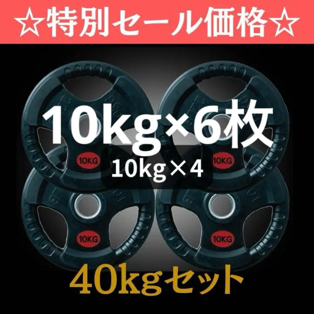 ALU★様バーベルプレート計60kgセット(10kg×6枚) ラバー