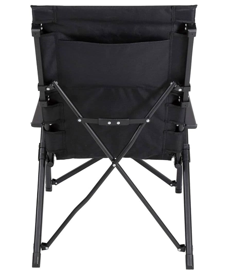 アウトドアチェア 3段階リクライニング機能 収納ポケット付き ブラック