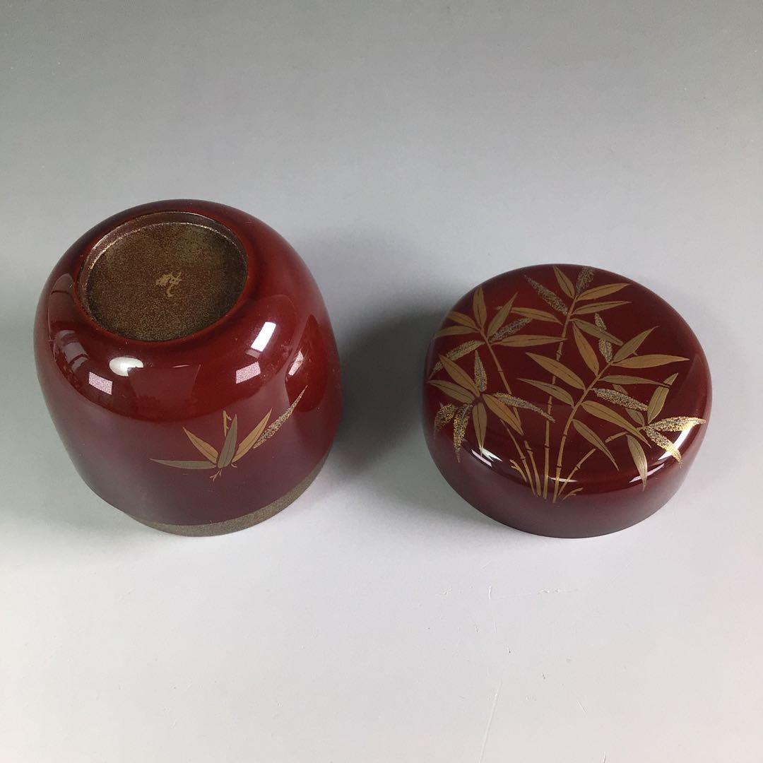 Ｒ５０８　棗　『純一作』『溜塗』『笹蒔絵』『中棗』　共箱　茶道具