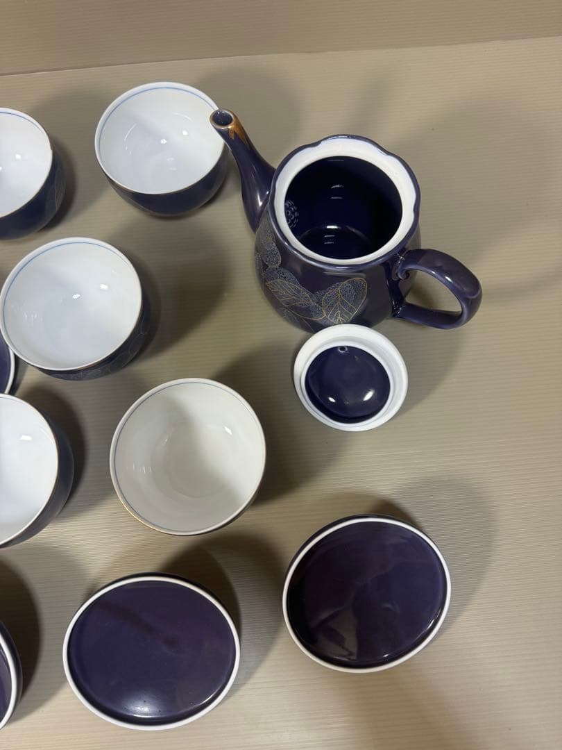 2265 九谷焼　茶器セット　急須1客　湯呑蓋付5客　未使用