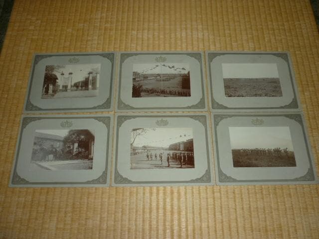 美品非売品 明治25年日清戦争前◆大日本帝国陸軍徽章入『近衛歩兵連隊』写真計6枚