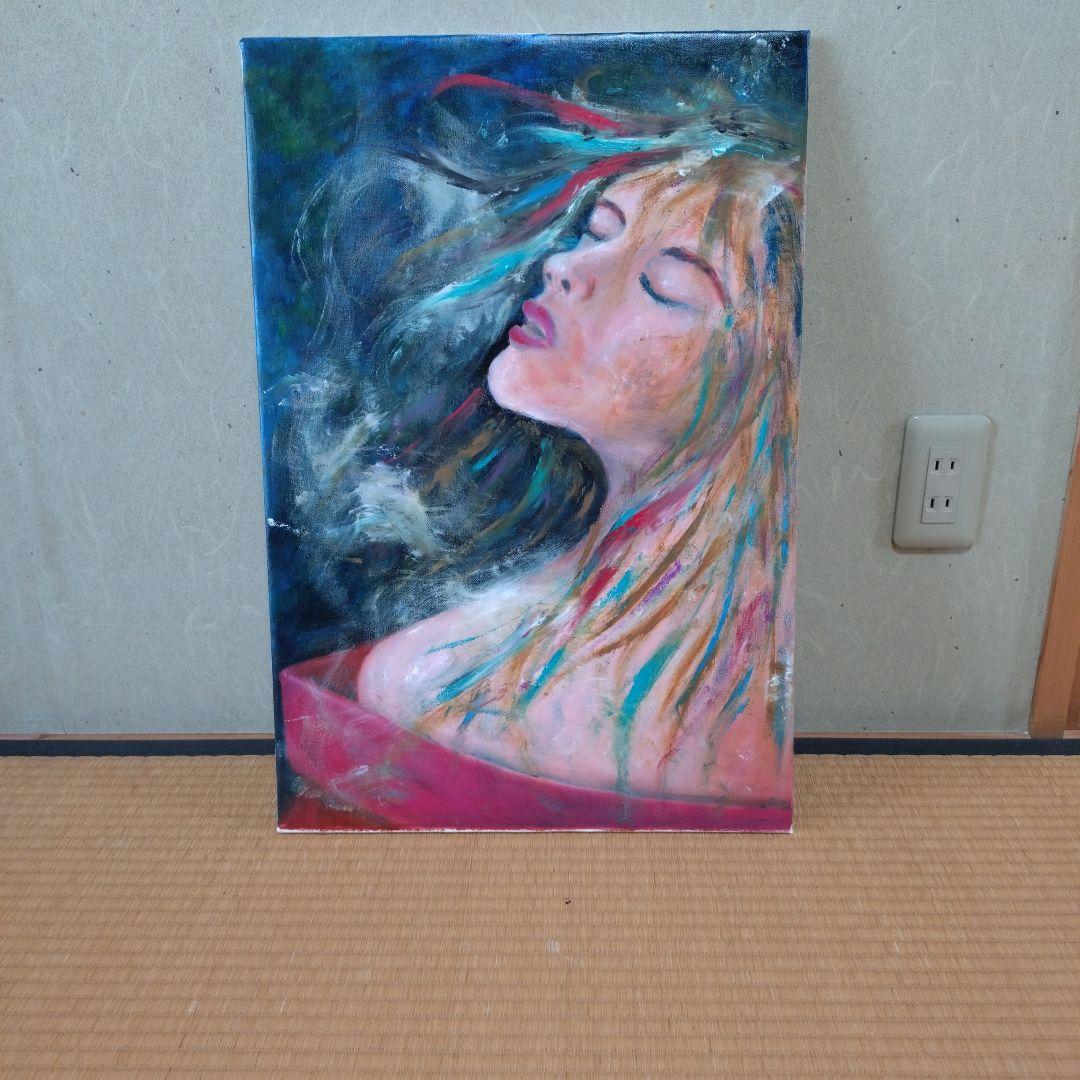 油絵　「吐息」