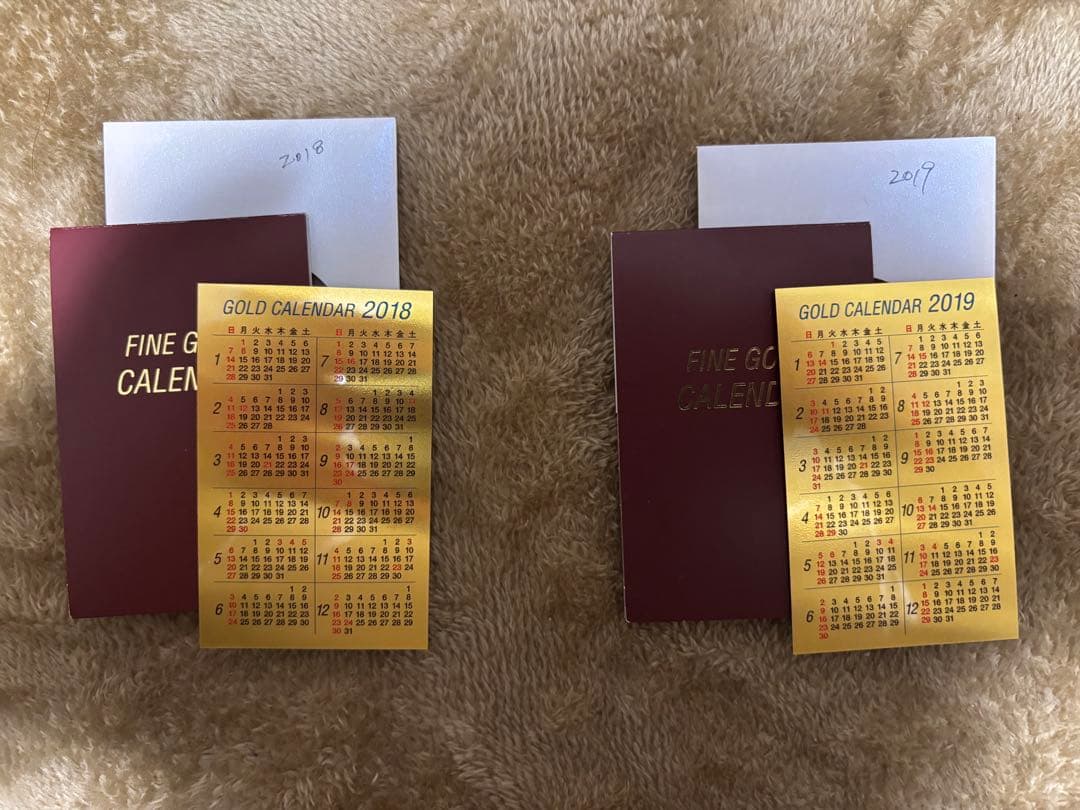 純金ゴールドカレンダー 2018年・2019年 セット 三菱マテリアル