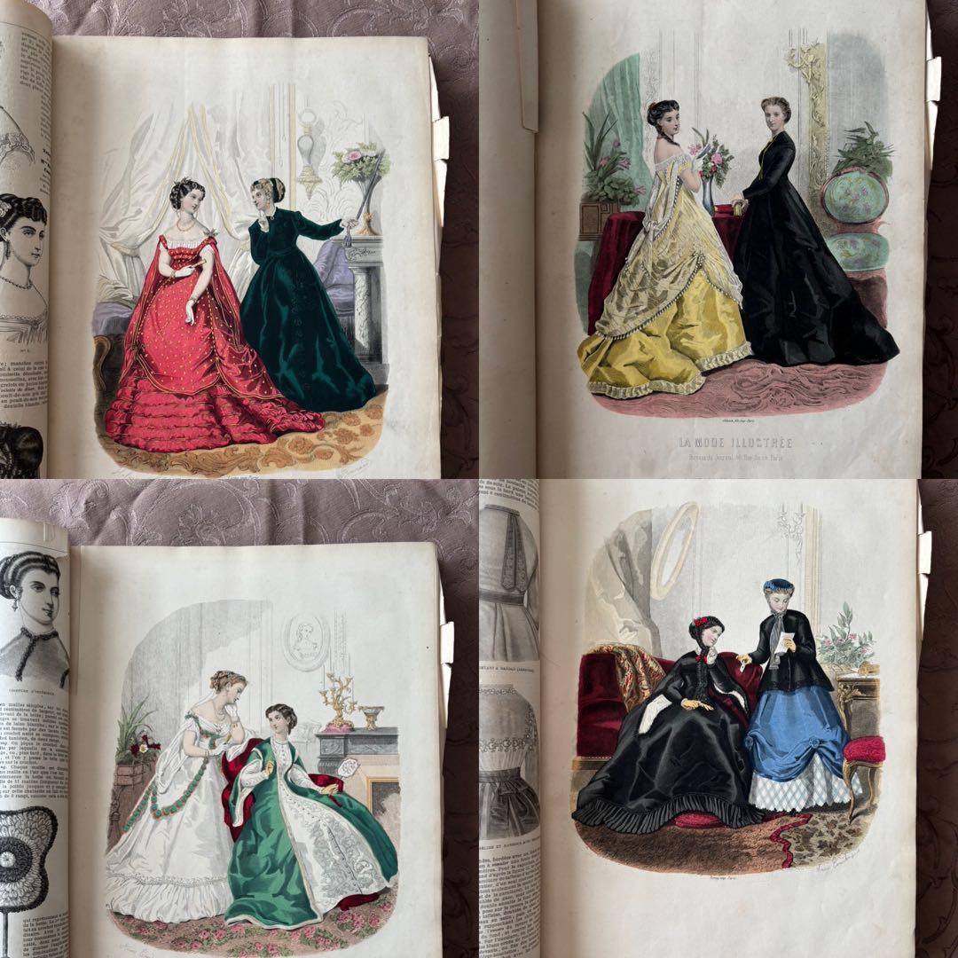 フランスアンティークファッションプレート合本 モード銅版画1867年
