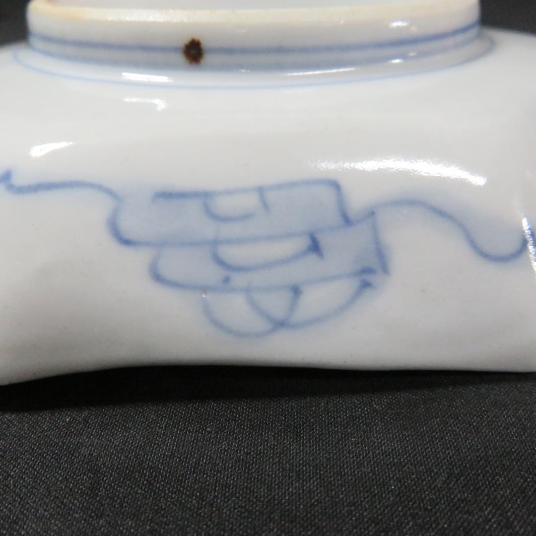 変形皿 貝型 5枚 古伊万里 江戸 蝶 花 宝 色絵付 珍品 希少