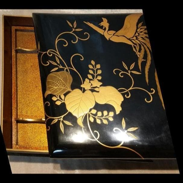硯箱　桐と鳳凰　高蒔絵　水滴、硯付
