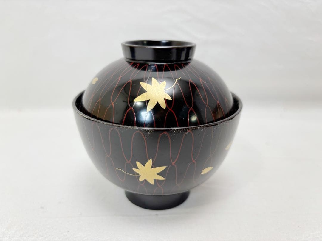 未使用 茶道具 平安堂造 網雲錦 小吸物椀 5客組 木製漆器 宮内庁御用達 共箱