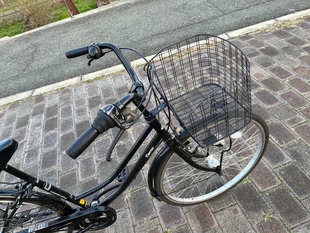 【RiRi】ママチャリ ブラック 26インチ 6段変速 オートライト