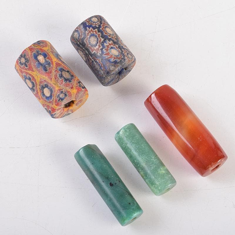 中国　古代ガラス　翡翠瑪瑙など　とんぼ玉　10点まとめて　M　R9227