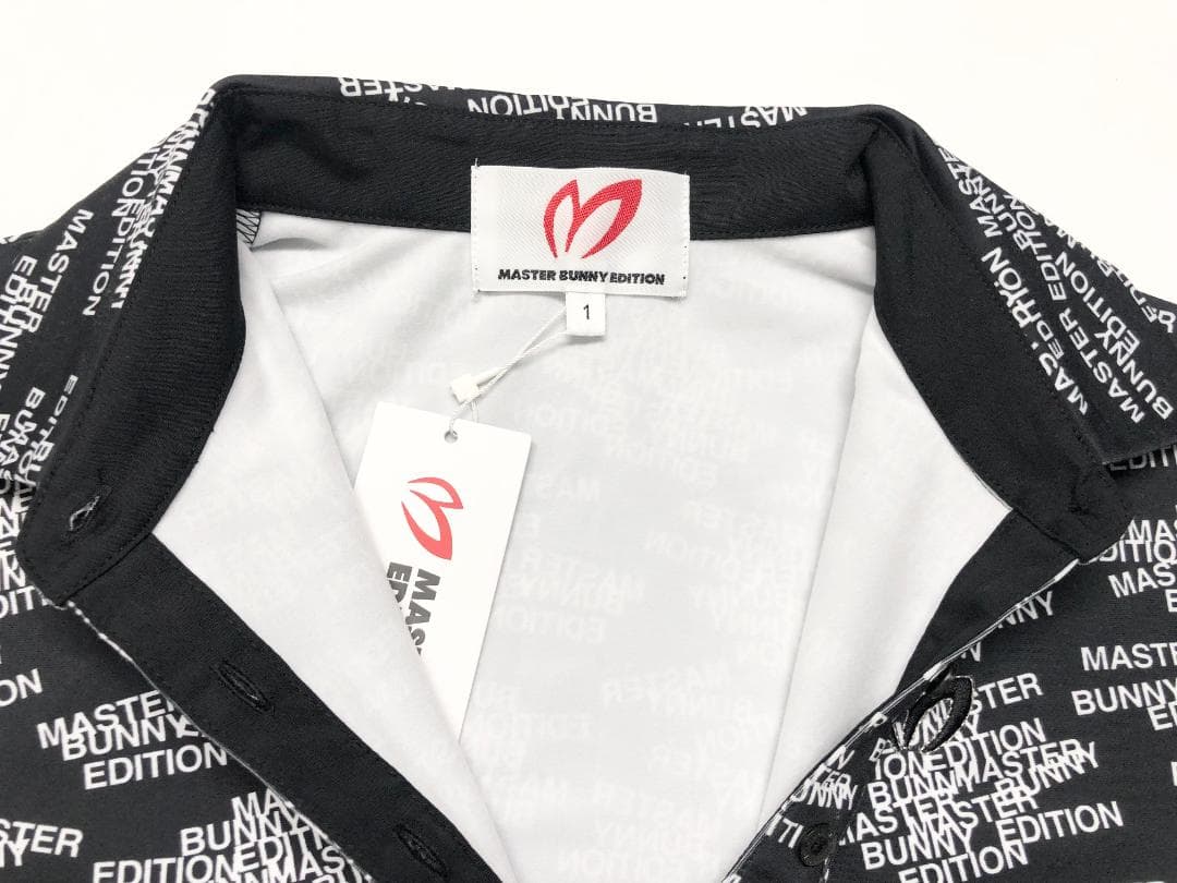○★新品未使用　マスターバニーエディション　ロゴ総柄　長袖ポロシャツ　1　黒