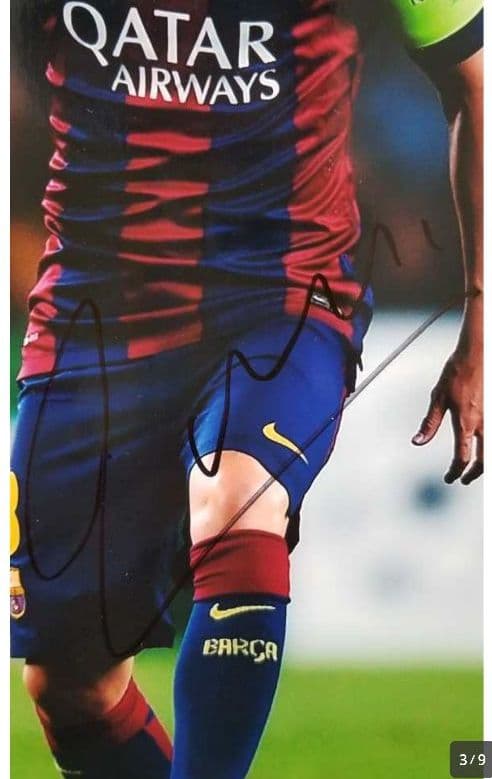 アンドレス・イニエスタ、直筆サイン入り、フォトグラフ、本人直筆証明写真あり。