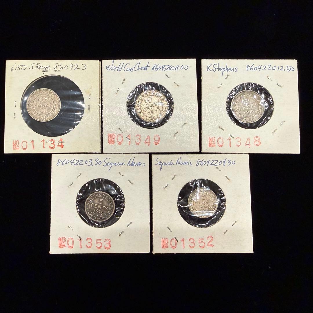 No.68 アンティーク 銀貨 5点まとめ ニューファンドランド 5 10セント