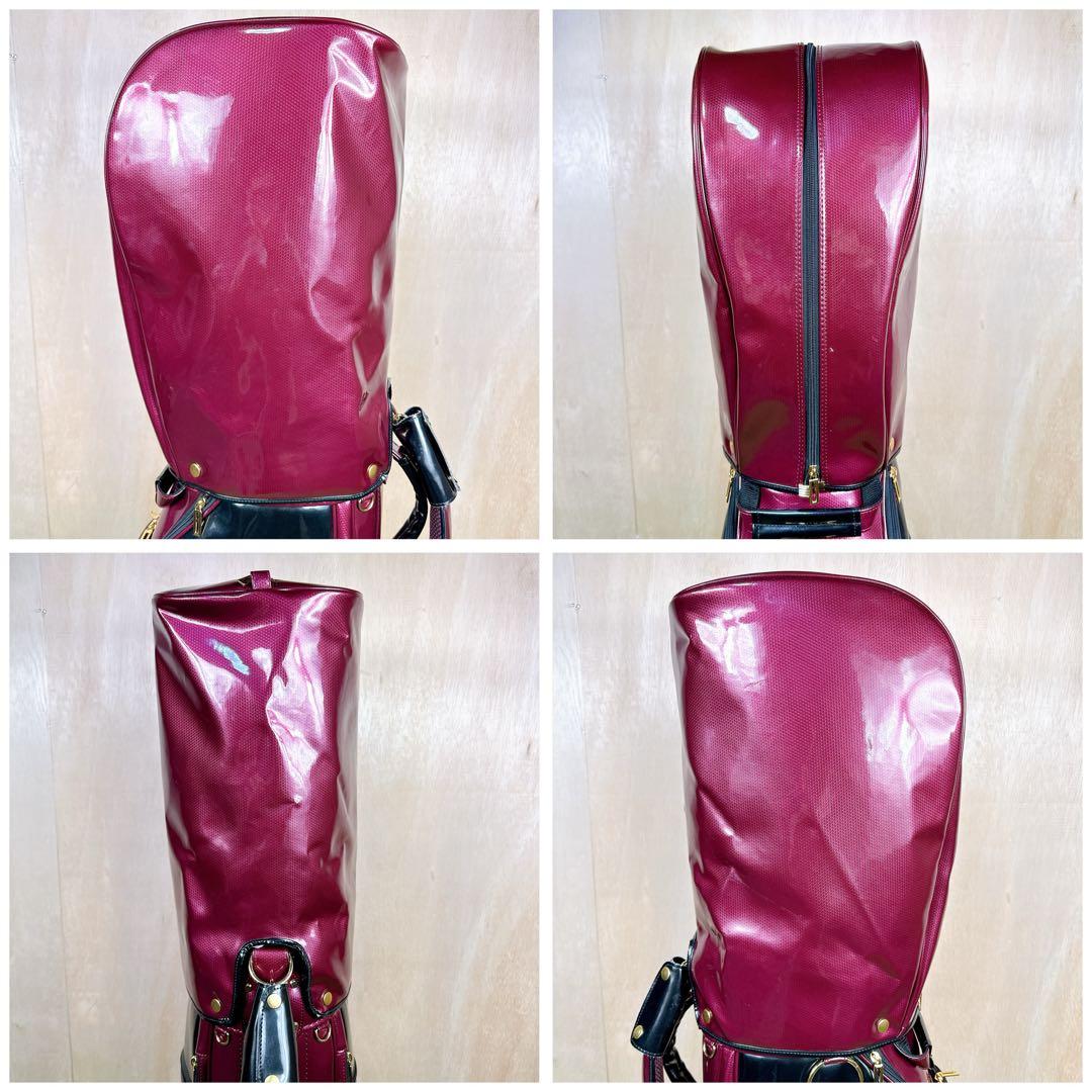 MAJESTY　キャディバッグ　カート式　エナメル素材　ワインレッド系　5分割