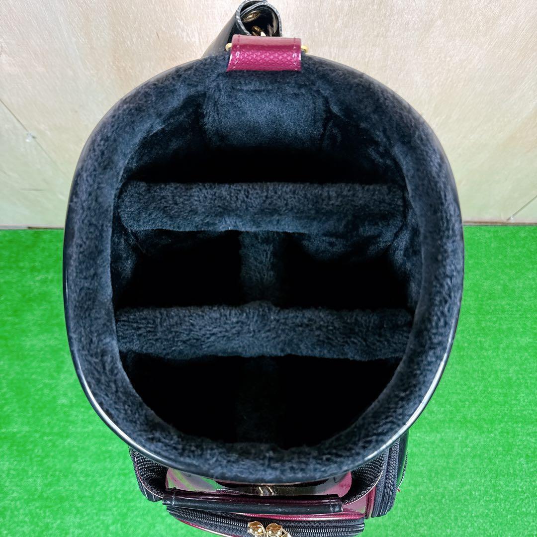 MAJESTY　キャディバッグ　カート式　エナメル素材　ワインレッド系　5分割