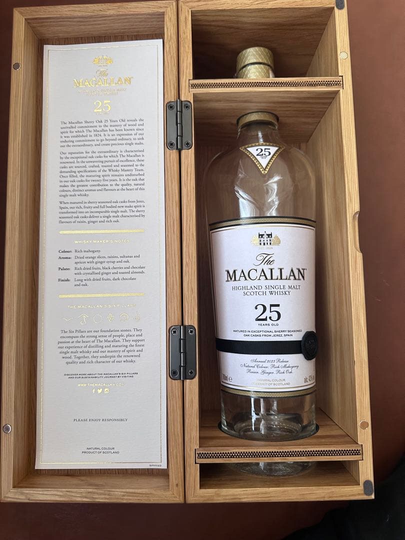 The Macallan 25年マッカランシングルモルトウイスキー空き瓶空き箱