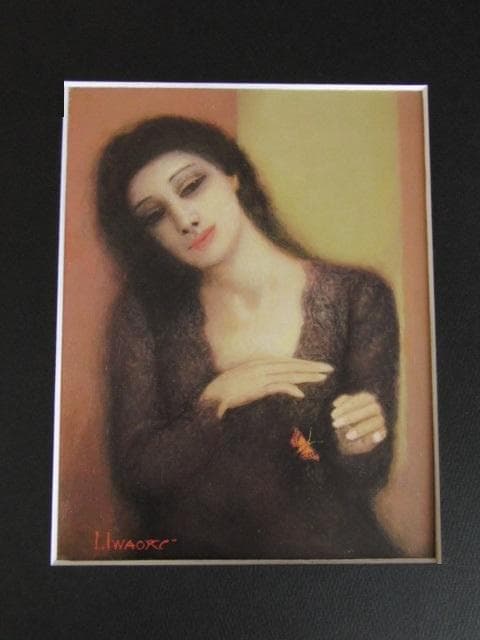 岩織治、【凪る】、希少な額装用画集より、新品額装付、状態良好