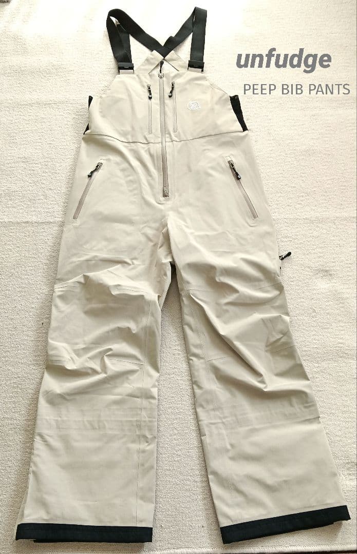 美品 unfudge アンファッジ PEEP BIB PANTS ベージュ