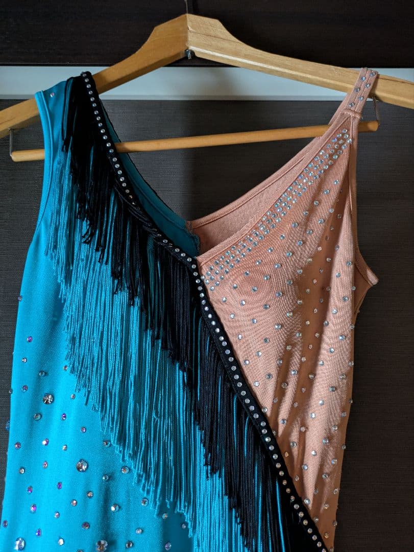 社交ダンスラテンドレス 青と黒Mサイズ