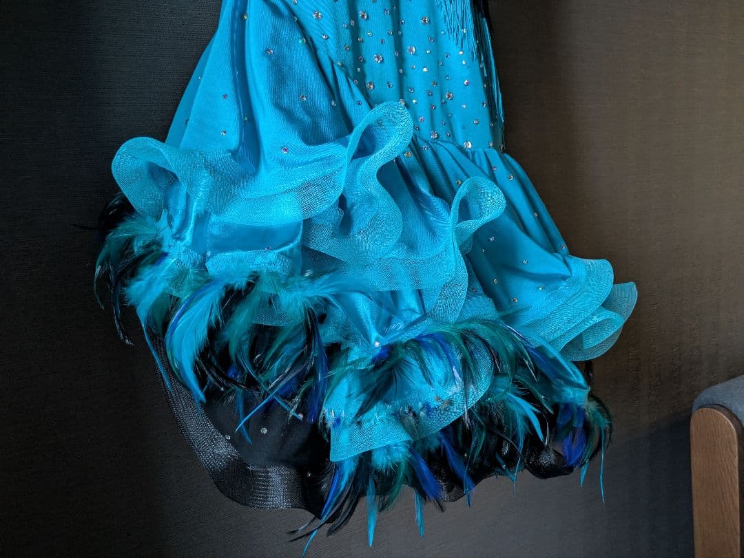 社交ダンスラテンドレス 青と黒Mサイズ