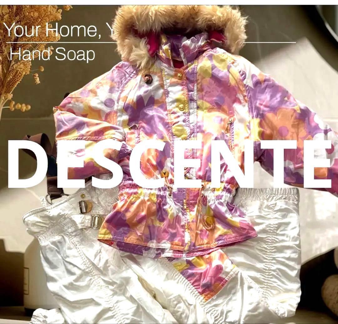 DWSSCENTEフラワープリントファーフードスキーウェアスノボウェアデサントL