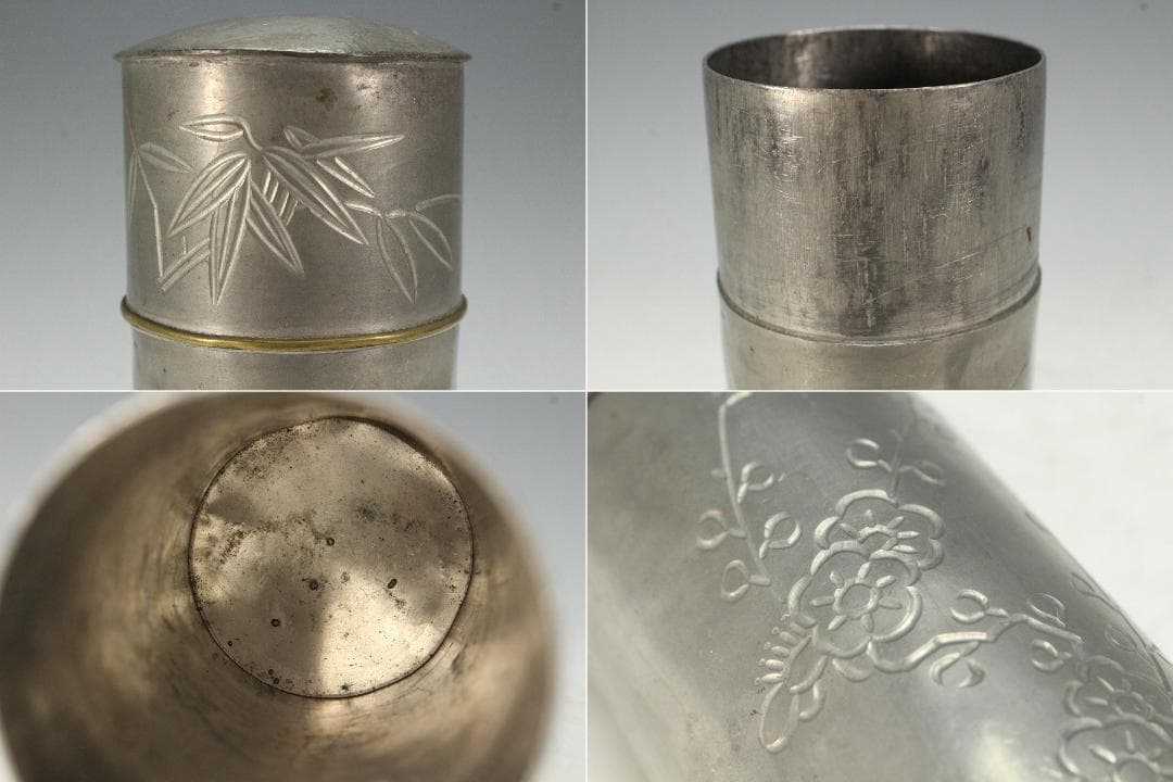 茶道具 古錫 煎茶 茶入 茶壷 四件 まとめて(K-YC470)