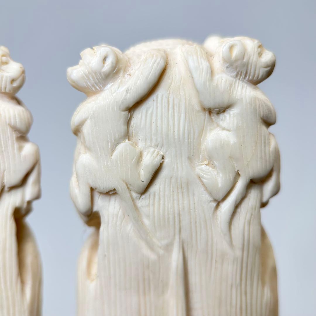 A003三猿 彫刻 木製台座付き