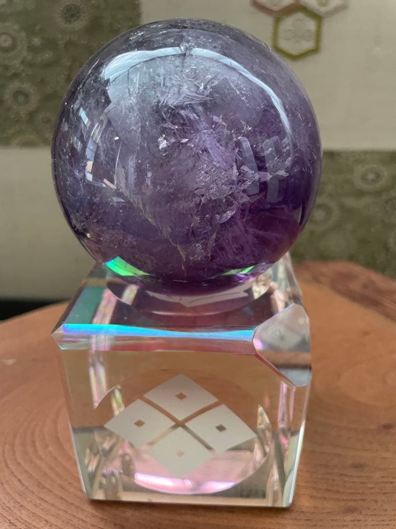 逸品大宝珠☆レインボー アメジスト アメシスト 紫水晶 丸玉 スフィア 天然石