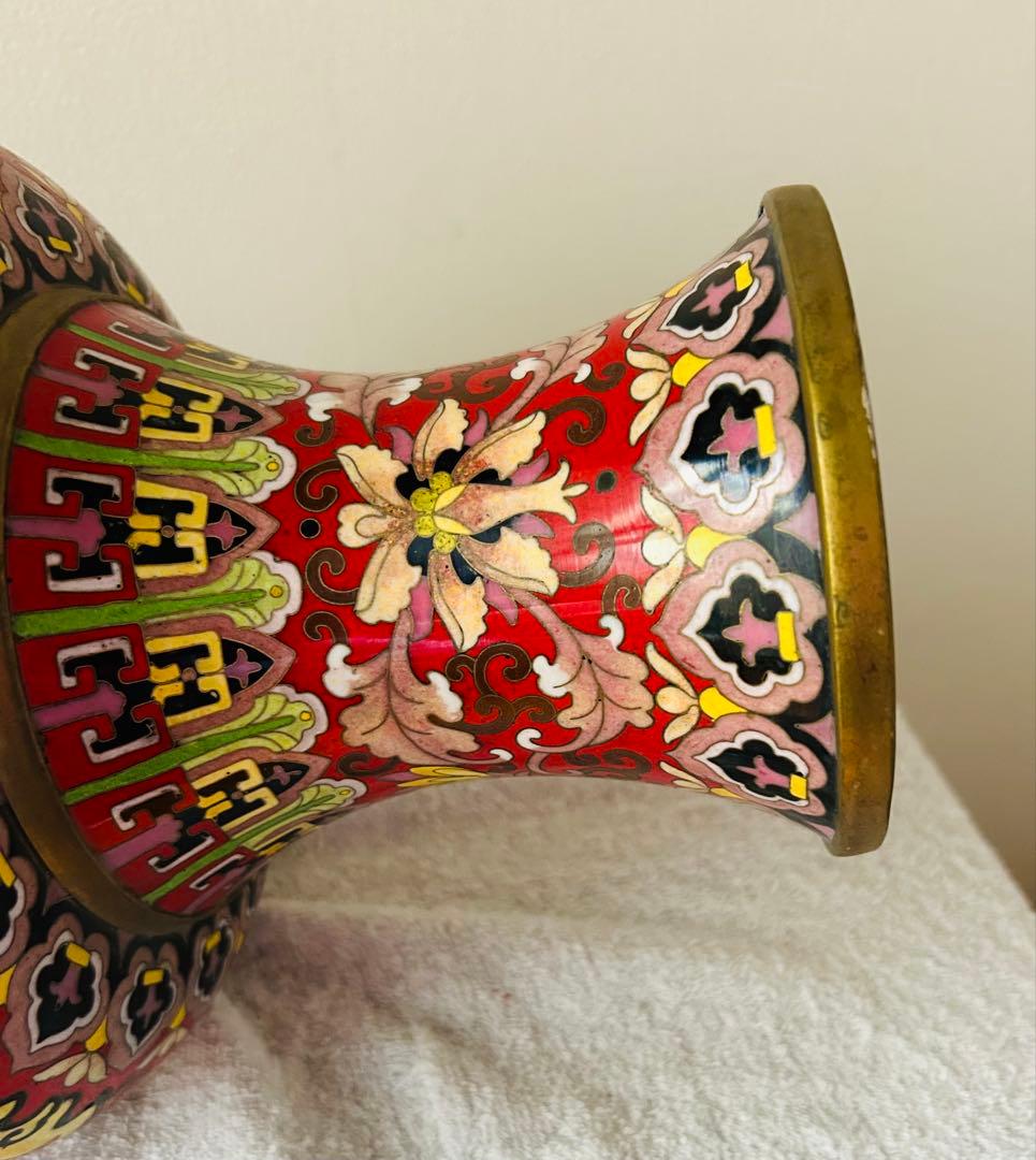 中国美術　七宝大花瓶　高さ39cm