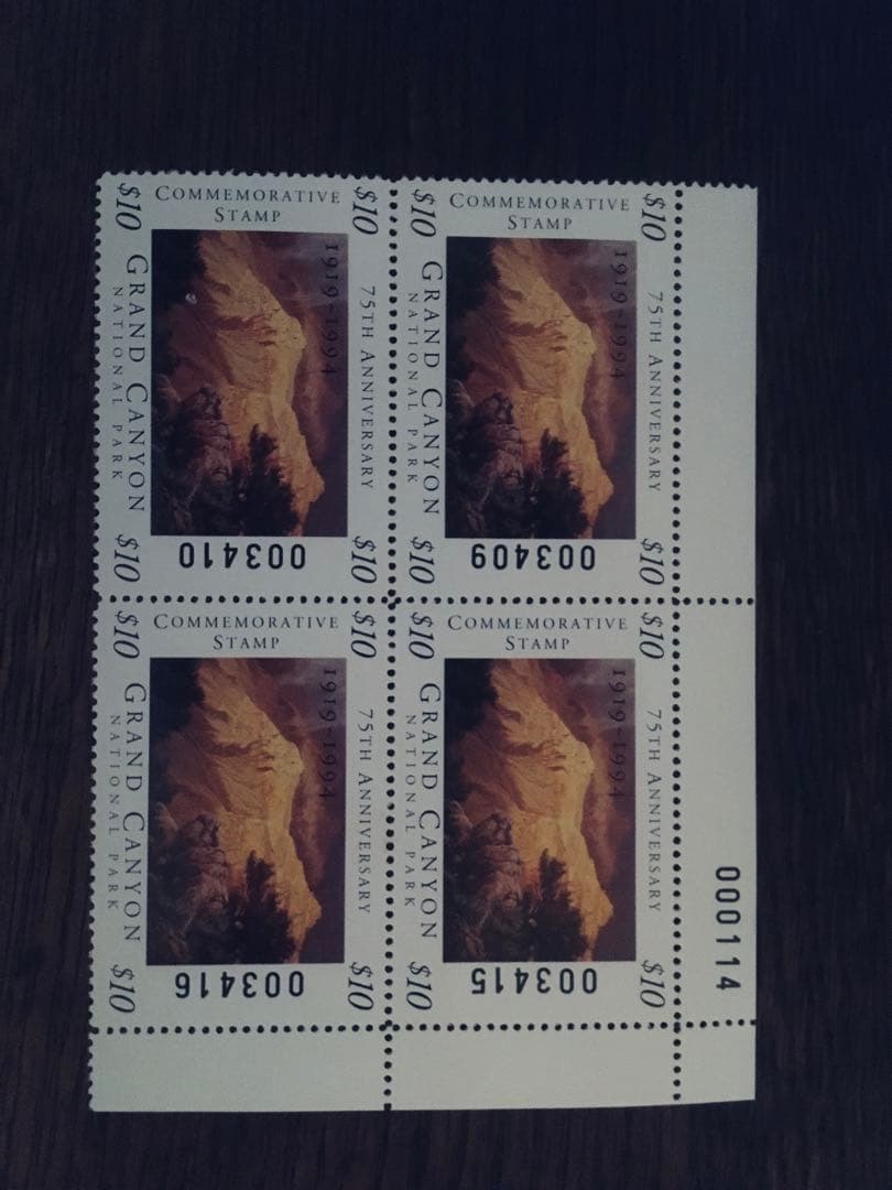 アメリカ　グランドキャニオン国立公園　記念切手　4枚