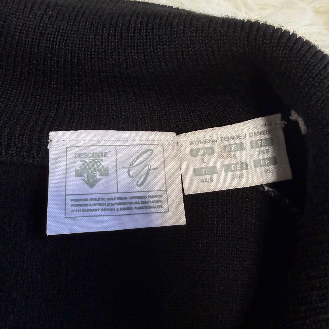 【デサントゴルフ】ハーフジップ ニット 肉厚 グレー Lサイズ レディース